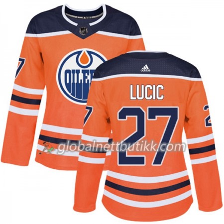 Edmonton Oilers Hockeydrakt Milan Lucic 27 2017-2018 Orange Adidas Authentic - Dame